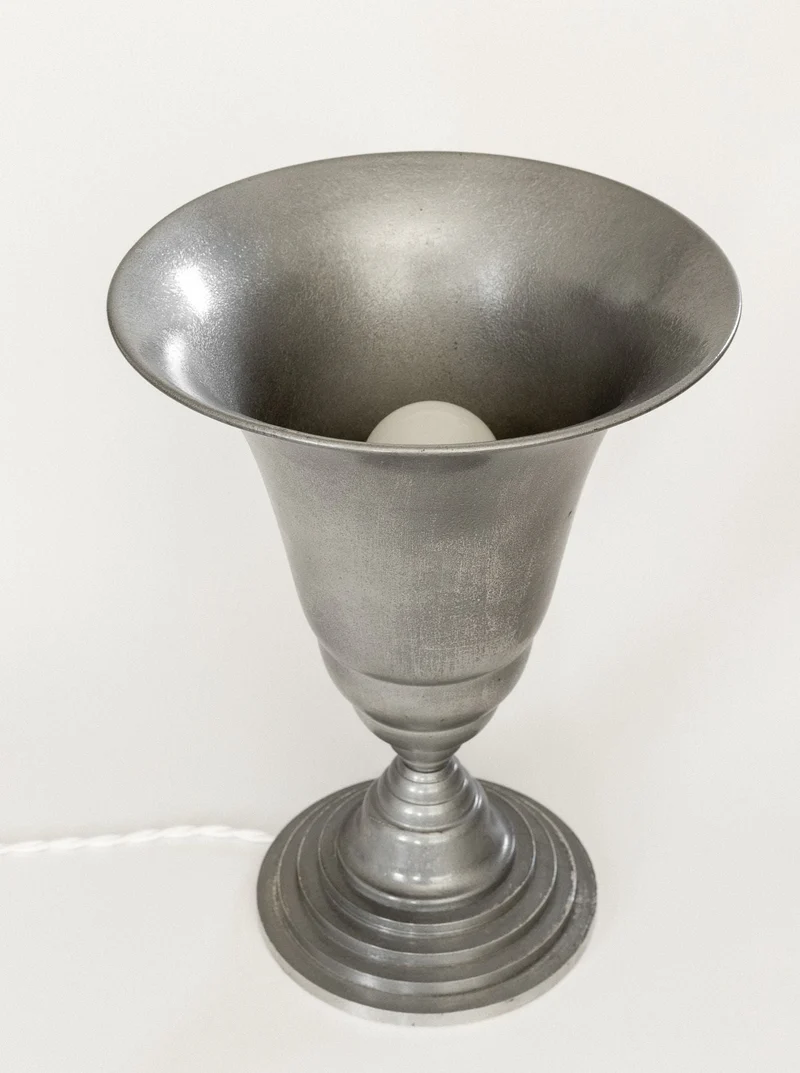 Vintage Art Deco Torchière Aluminium Table Lamp, France, 1930s