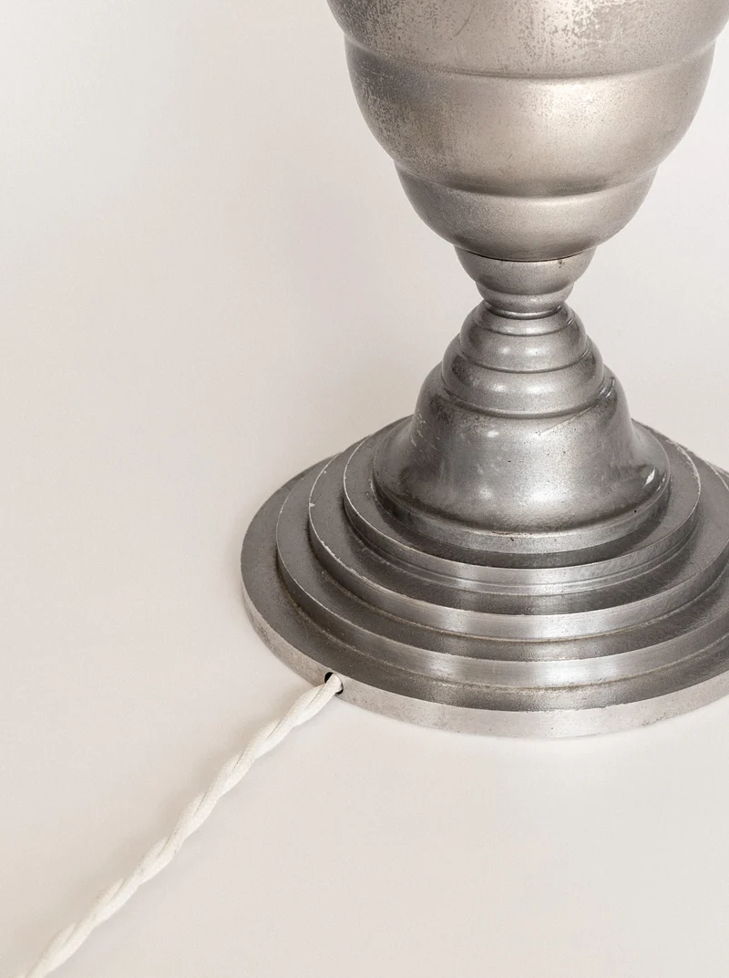 Vintage Art Deco Torchière Aluminium Table Lamp, France, 1930s