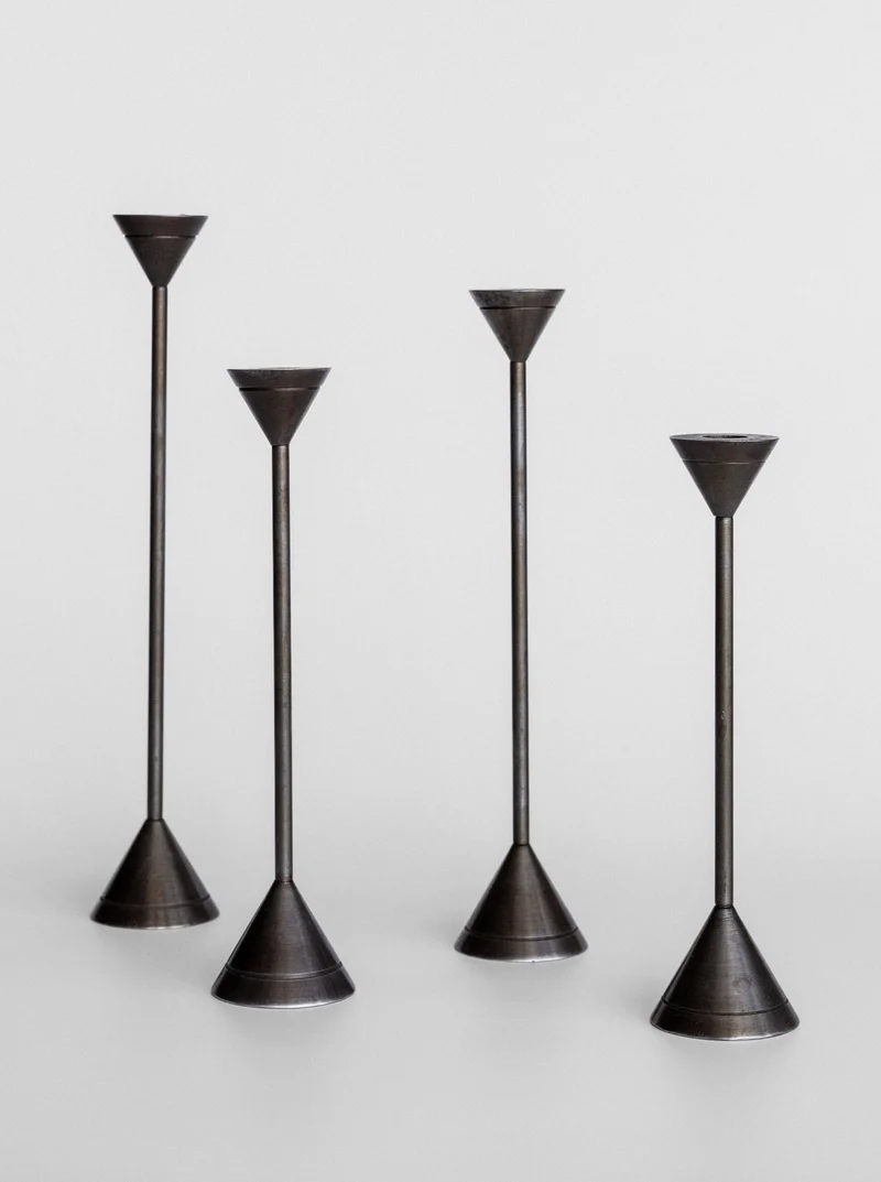 Set of Four Postmodern Candle Holders