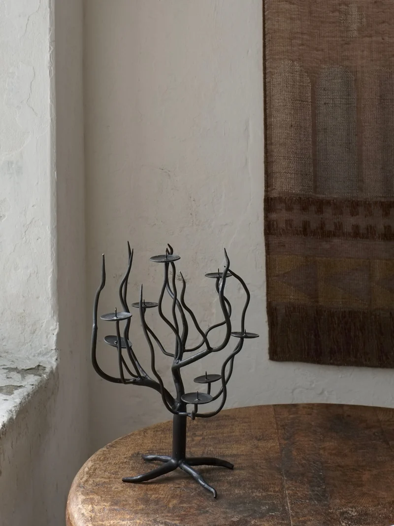 Hand-forged Metal Sculptural Candle Holder