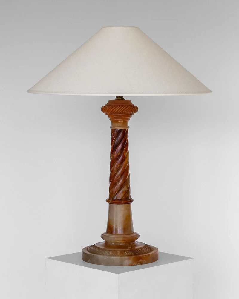 Vintage Antique Alabaster Table Lamp, C. 1900
