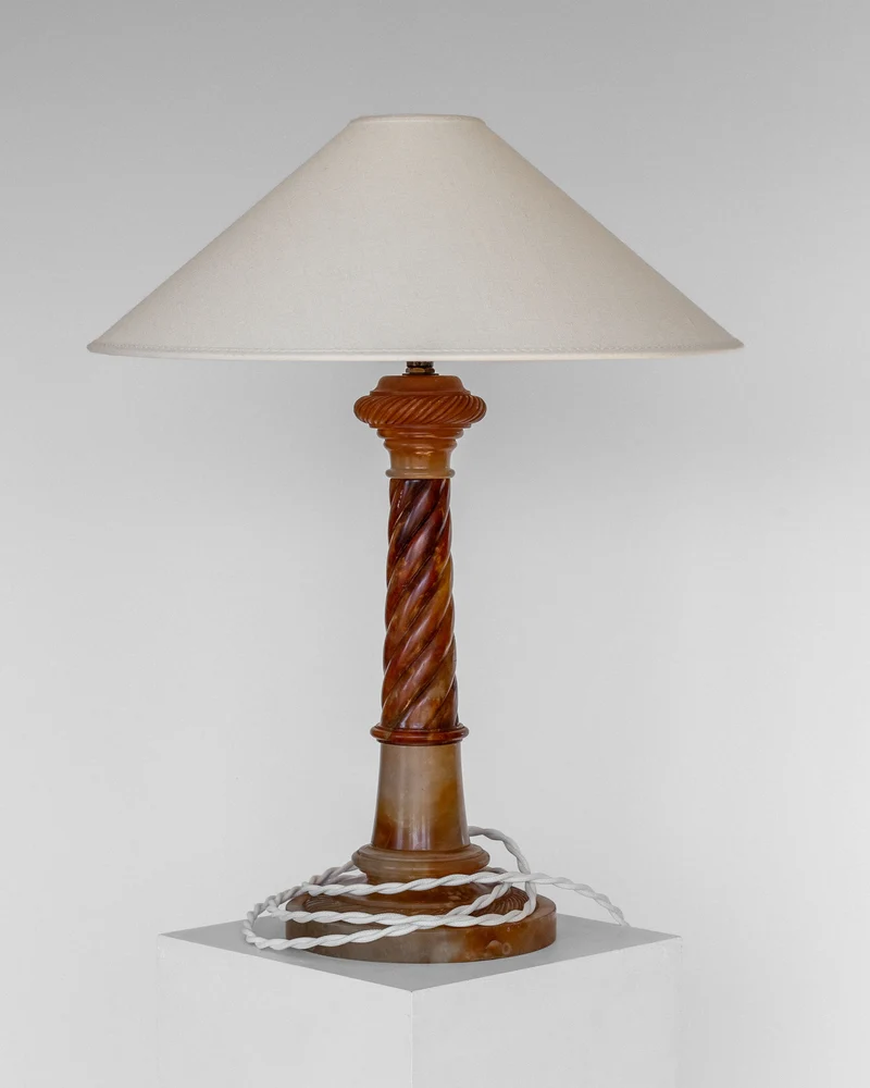 Vintage Antique Alabaster Table Lamp, C. 1900