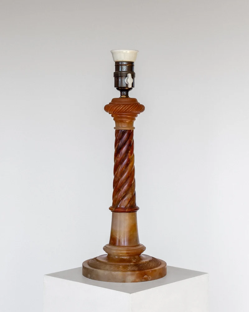 Vintage Antique Alabaster Table Lamp, C. 1900