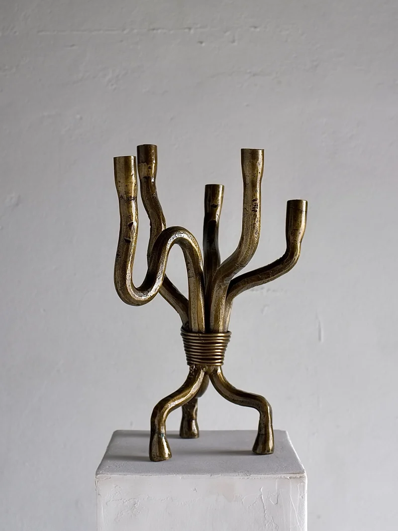Brutalist Brass Candelabra | Netherlands | 1970s