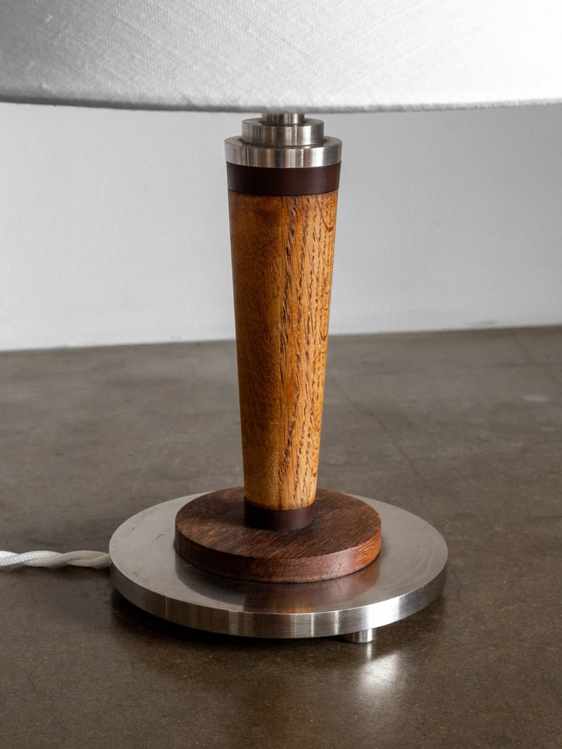 Vintage Mid-Century Metal and Wood Table Lamp