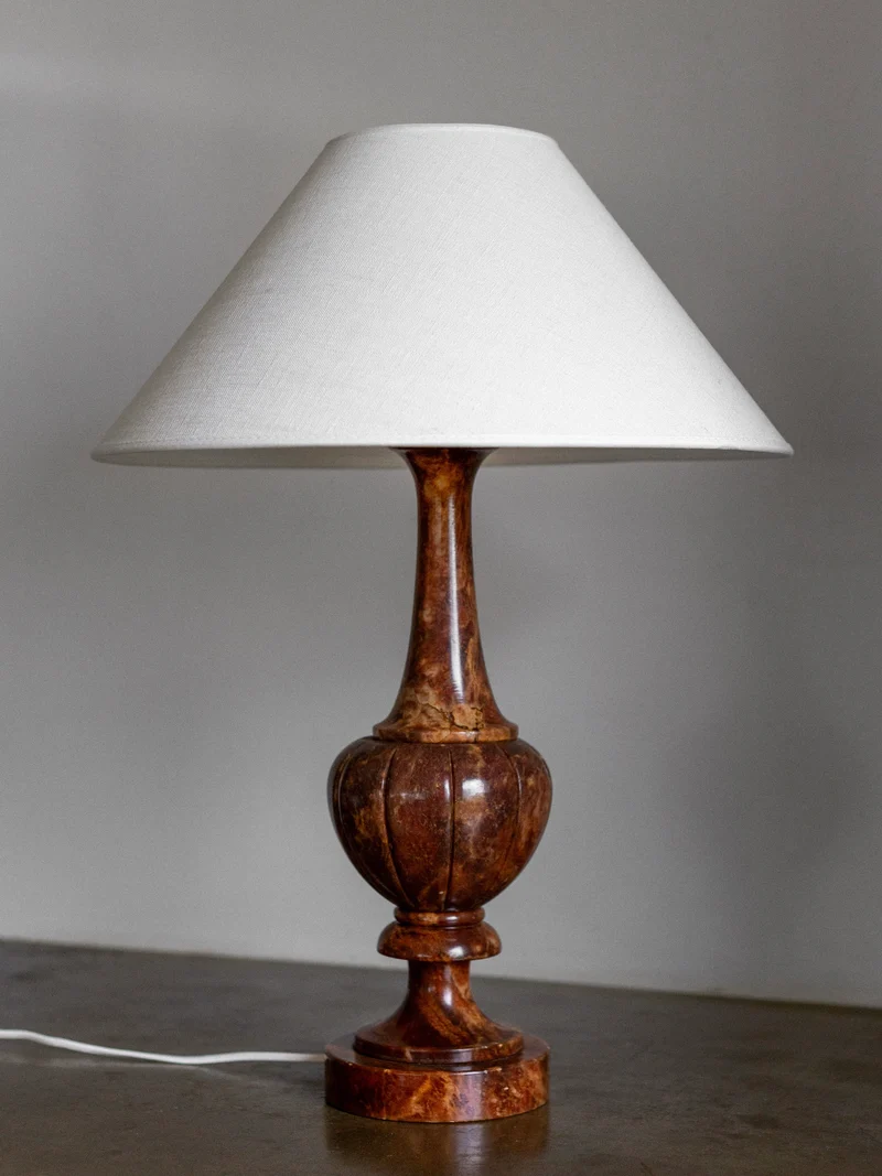 Vintage Large Italian Alabaster Stone Table Lamp, 1960s