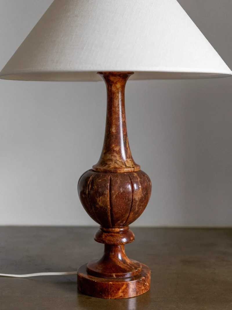 Vintage Large Italian Alabaster Stone Table Lamp, 1960s