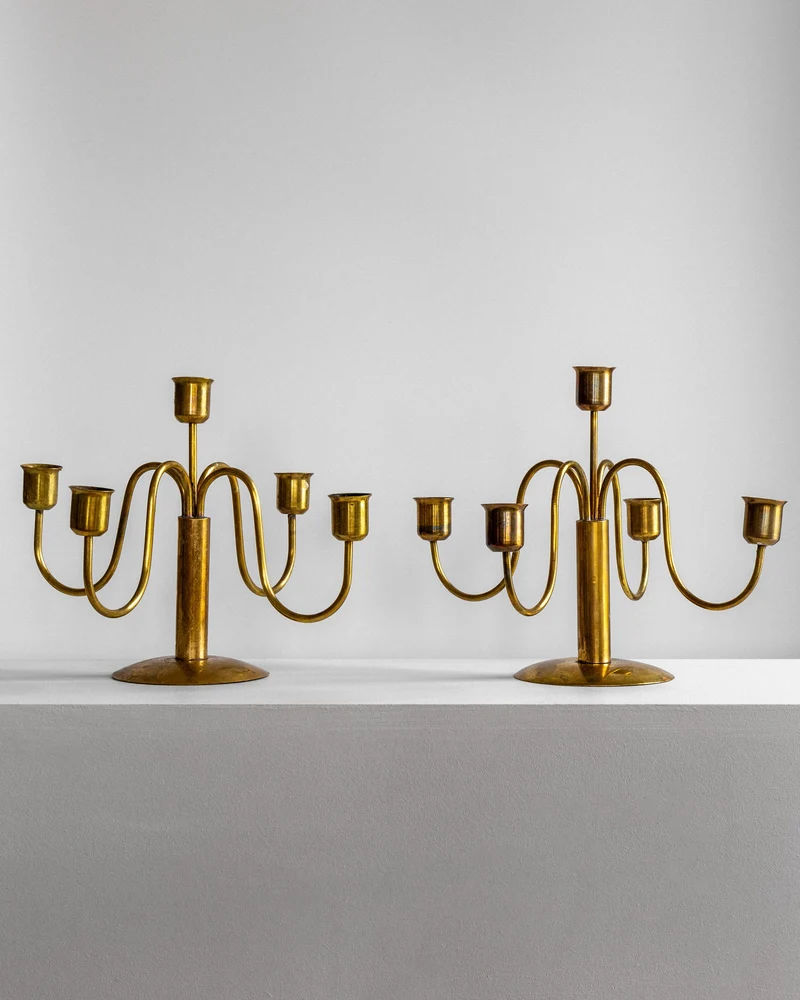 Mid-Century Brass Candelabras