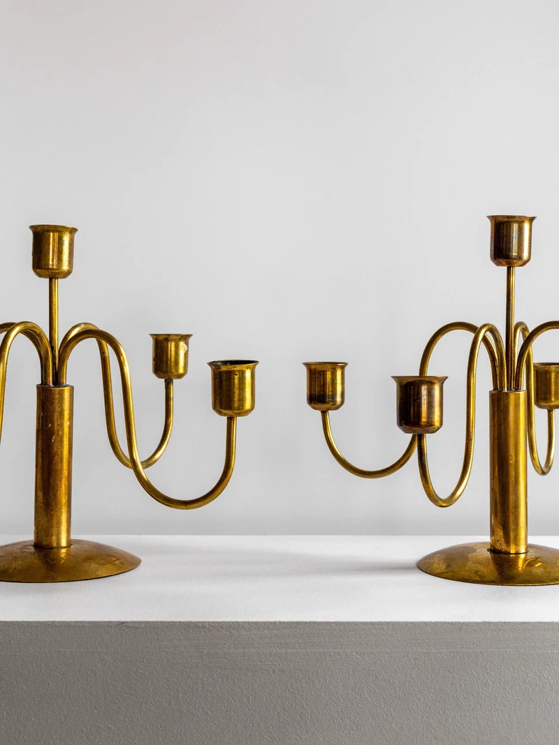 Mid-Century Brass Candelabras
