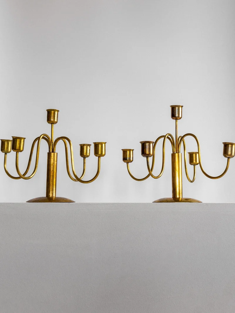Mid-Century Brass Candelabras