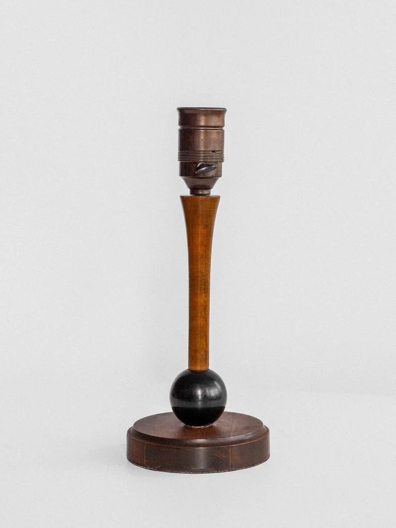 Vintage Wooden Art Deco Table Lamp, 1930s