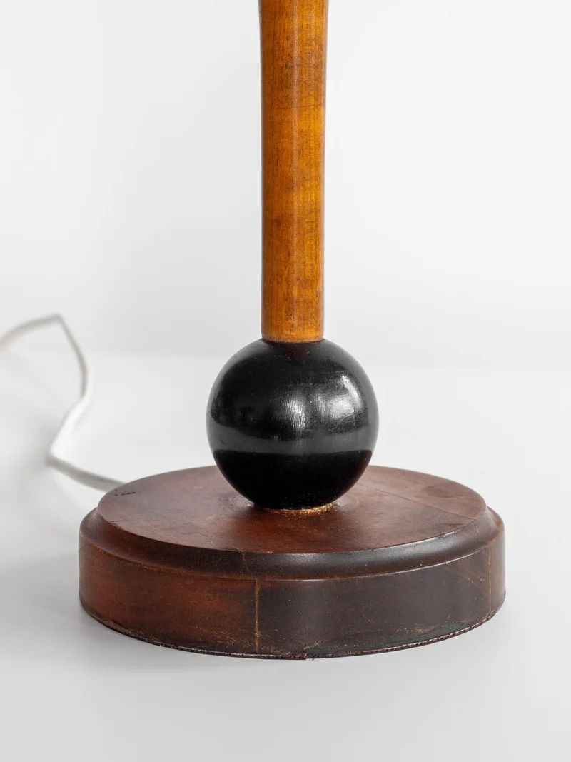 Vintage Wooden Art Deco Table Lamp, 1930s