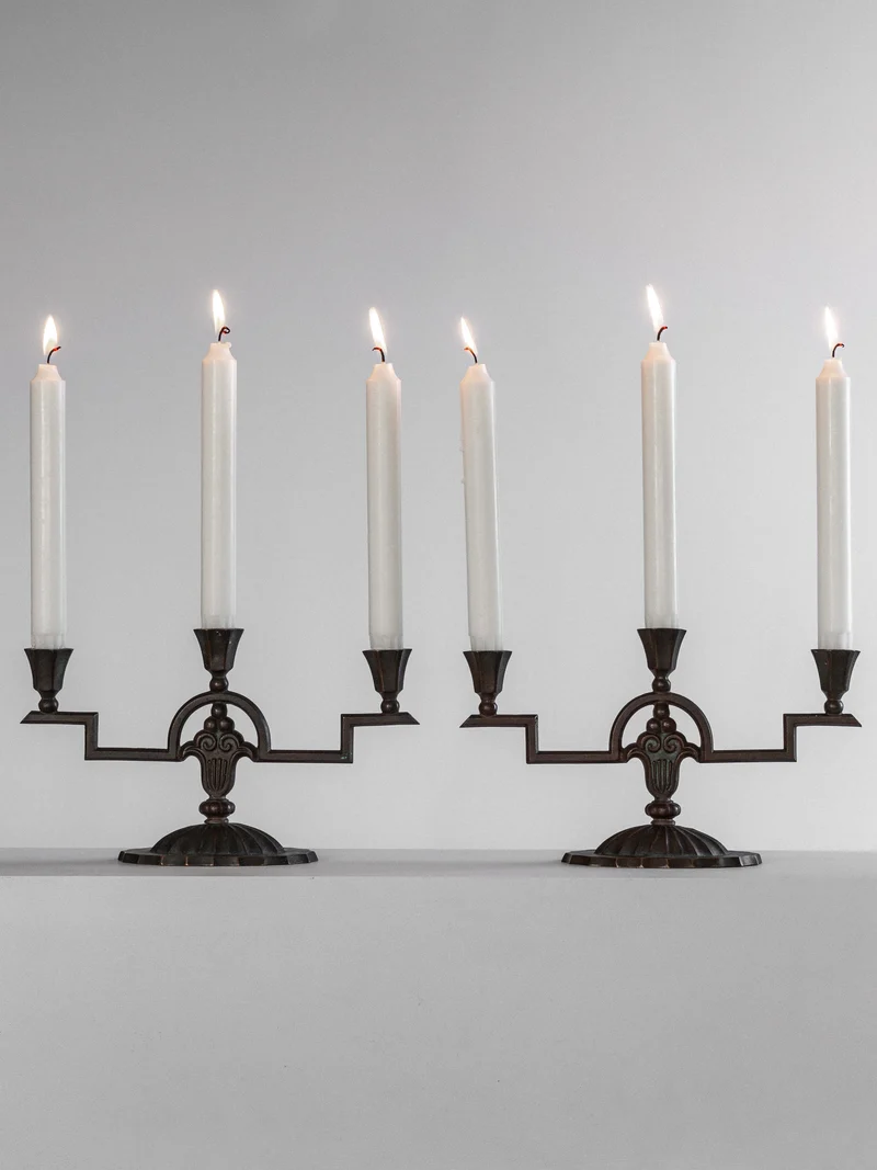 Art Deco Bronze Candelabras, 1930s