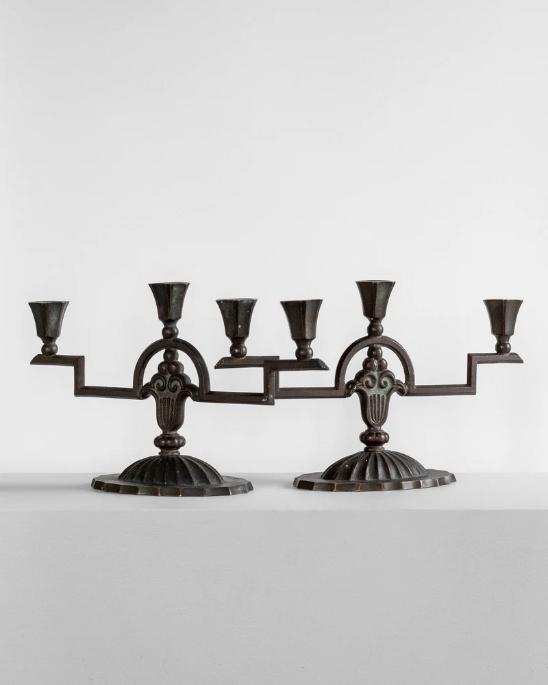 Art Deco Bronze Candelabras, 1930s