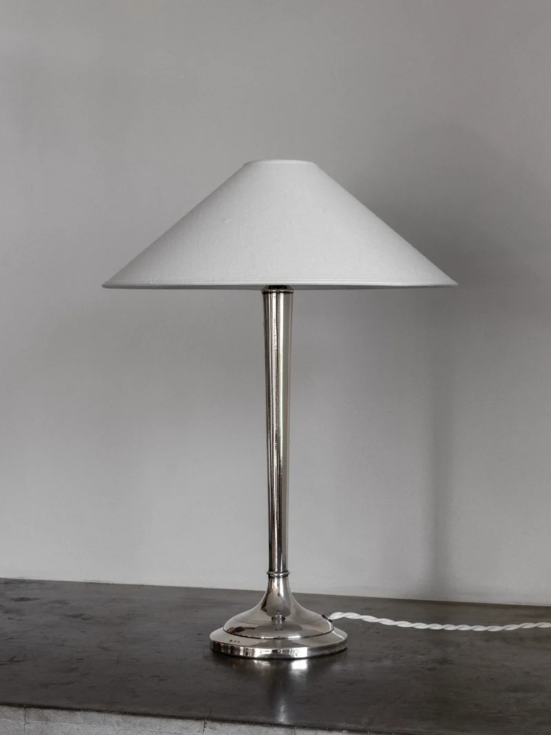 Vintage Silver-Plated Table Lamp, Early 1900s, 1920s
