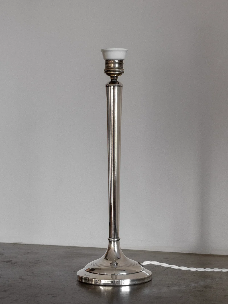 Vintage Silver-Plated Table Lamp, Early 1900s, 1920s