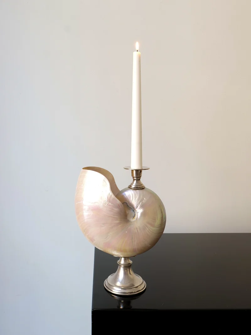 Nautilus Silver Candle Holder