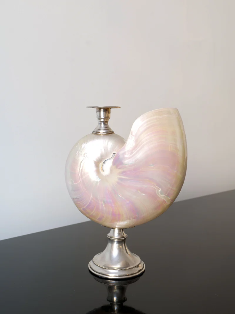 Nautilus Silver Candle Holder