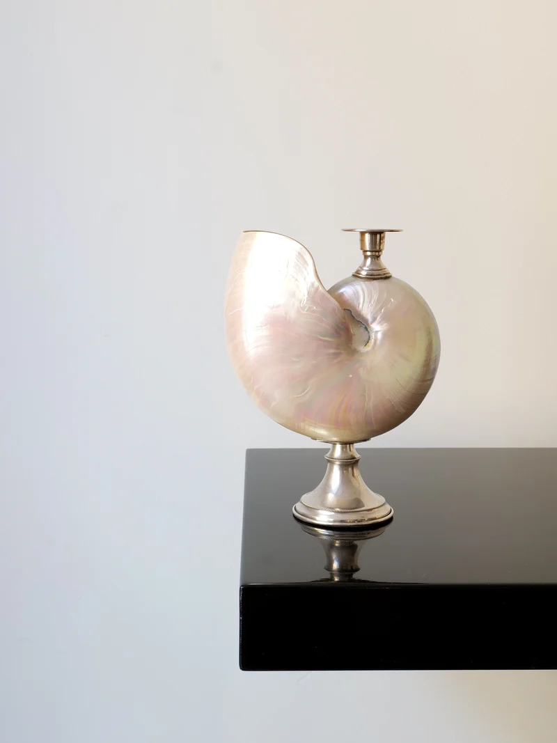 Nautilus Silver Candle Holder