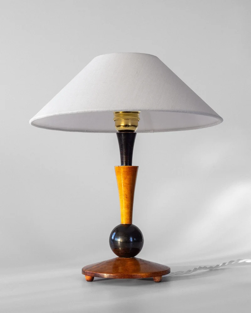 Art Deco Wooden Table Lamp
