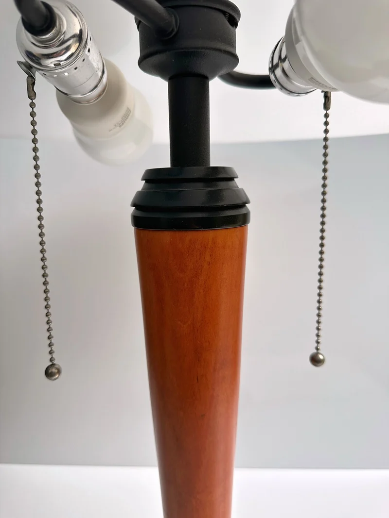 Vintage Mid-Century 1950s Scandinavian Banker Wood Table Lamp