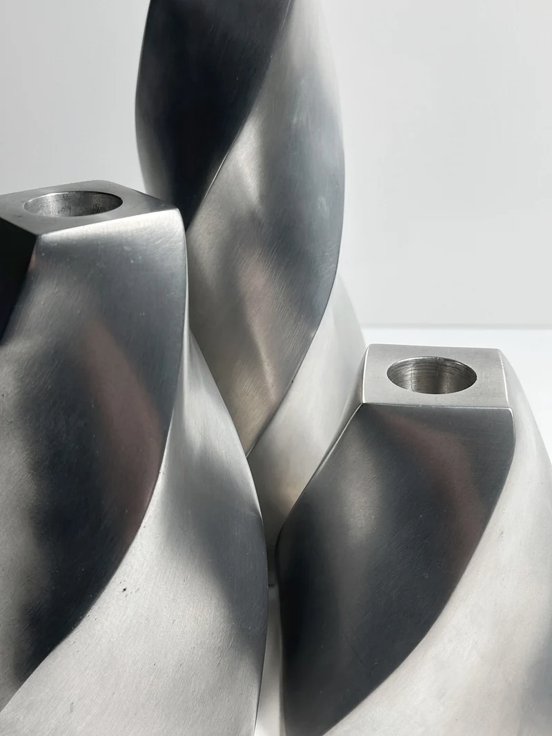 Set of 3 Aluminium Twisted Candle Holders