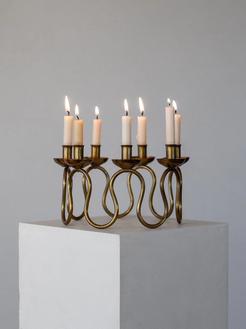 Scandinavian Brass Candleholder, 1940s