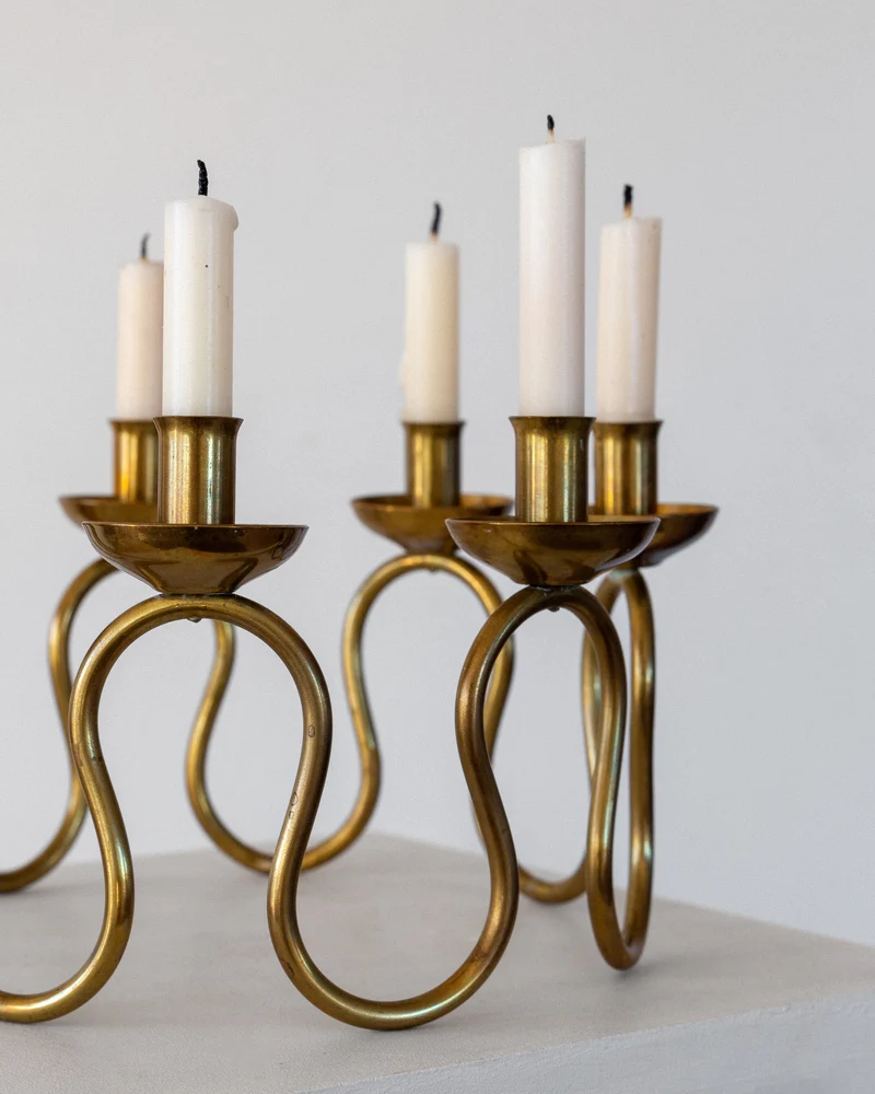 Scandinavian Brass Candleholder, 1940s