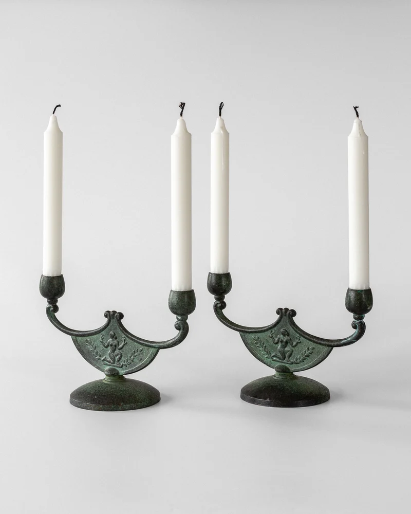Pair of Art Deco Bronze Candleholders