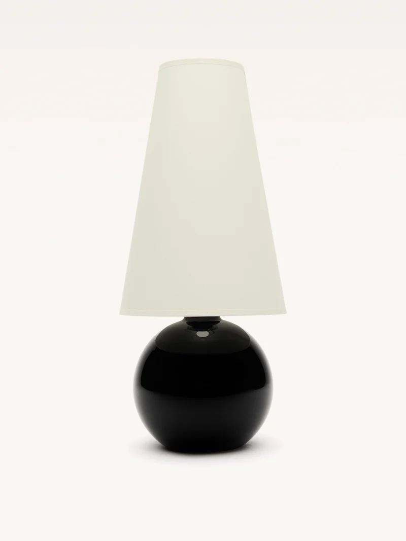 Vintage Large Black Opalin Glass Table Lamp