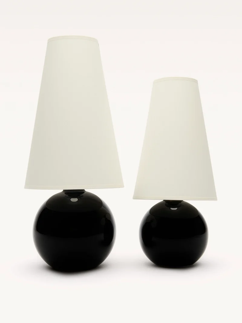 Vintage Large Black Opalin Glass Table Lamp