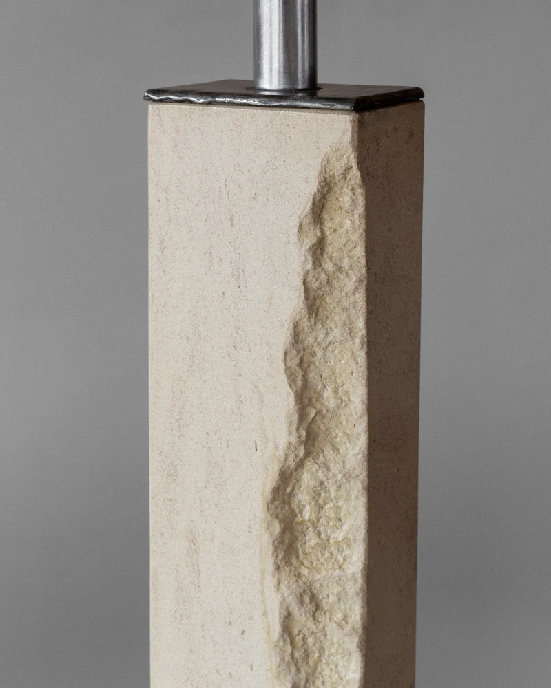 Vintage Mid-Century Modernist Travertine and Metal Table Lamp, 1930s