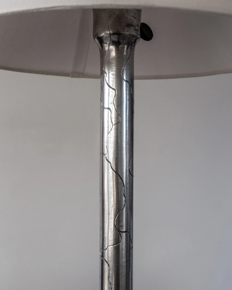 Vintage Art Deco Pewter Table Lamp, 1920s Sweden
