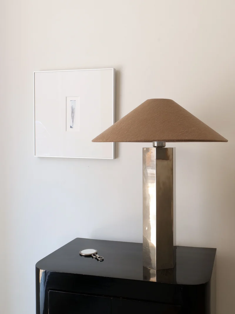 Vintage Grand Hexagonal Brass Table Lamp, 1970s