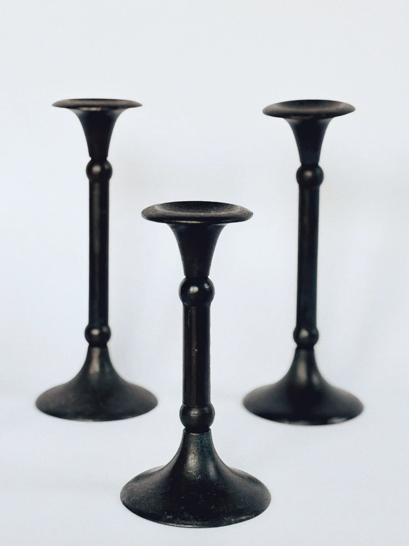 Set of 4 Cast Iron Candleholders
