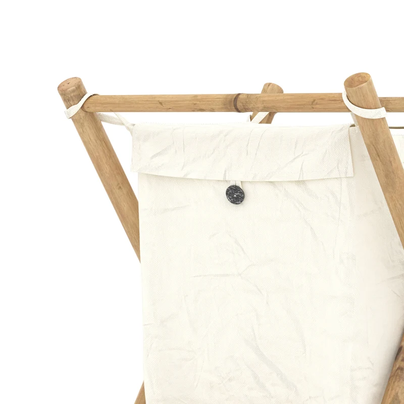 Panier à linge Bami en tissu blanc et bambou