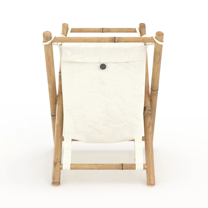 Panier à linge Bami en tissu blanc et bambou