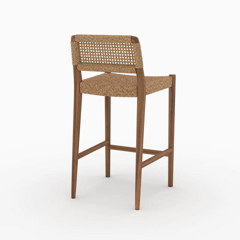 Chaise pour îlot central de jardin 65 cm Yaba en teck vernis et tissage synthétique