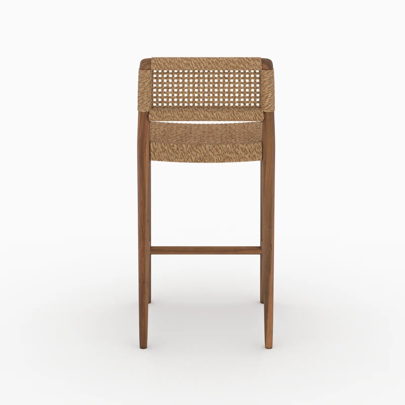 Chaise pour îlot central de jardin 65 cm Yaba en teck vernis et tissage synthétique