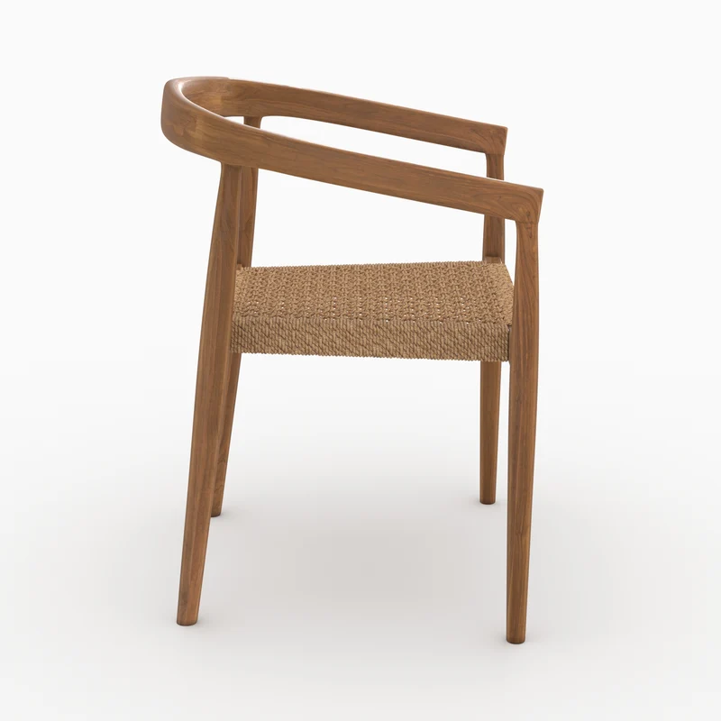 Lot de 2 chaises de jardin Bali en bois de teck vernis et tissage synthétique
