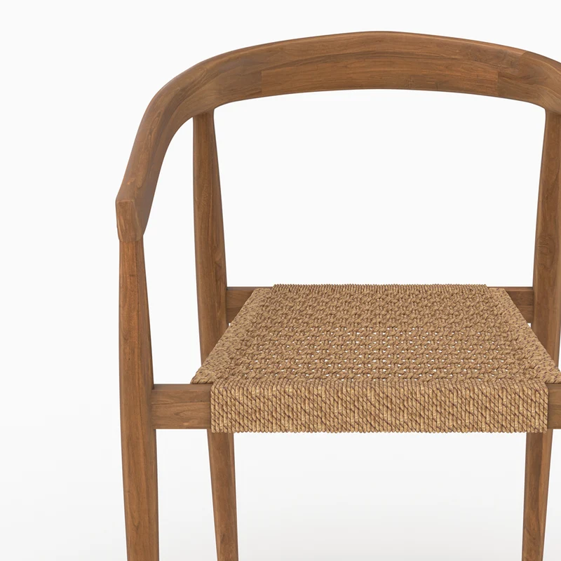 Lot de 2 chaises de jardin Bali en bois de teck vernis et tissage synthétique