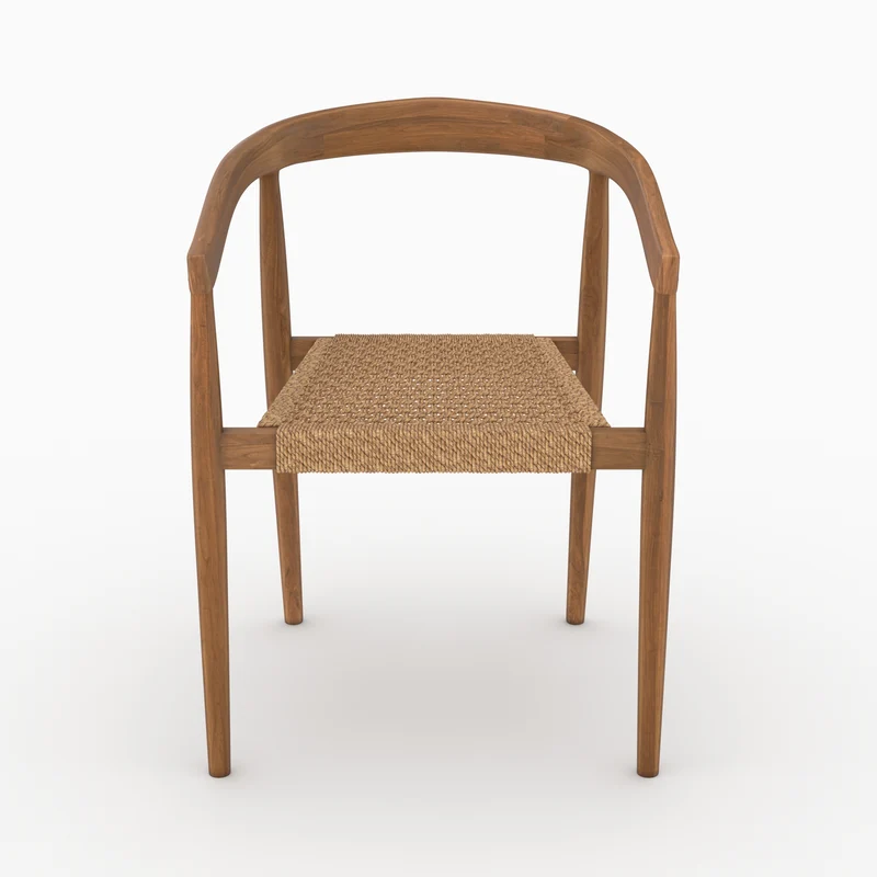 Lot de 2 chaises de jardin Bali en bois de teck vernis et tissage synthétique