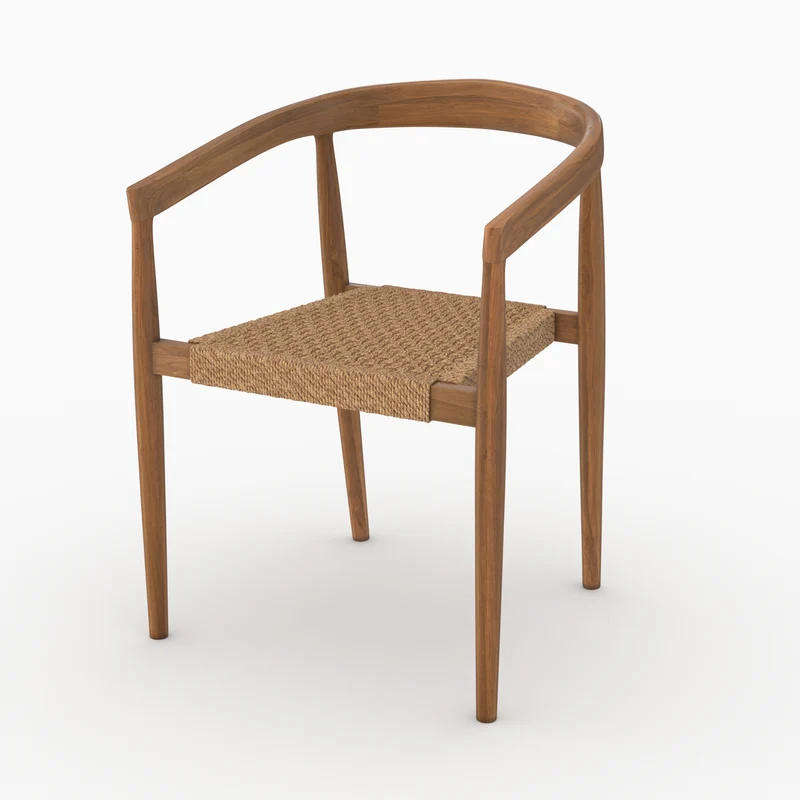 Lot de 2 chaises de jardin Bali en bois de teck vernis et tissage synthétique