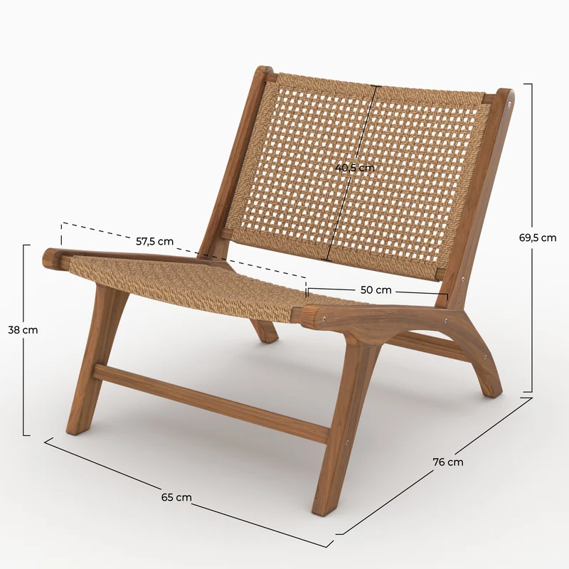 Fauteuil Kilka en bois de teck et tissage synthétique