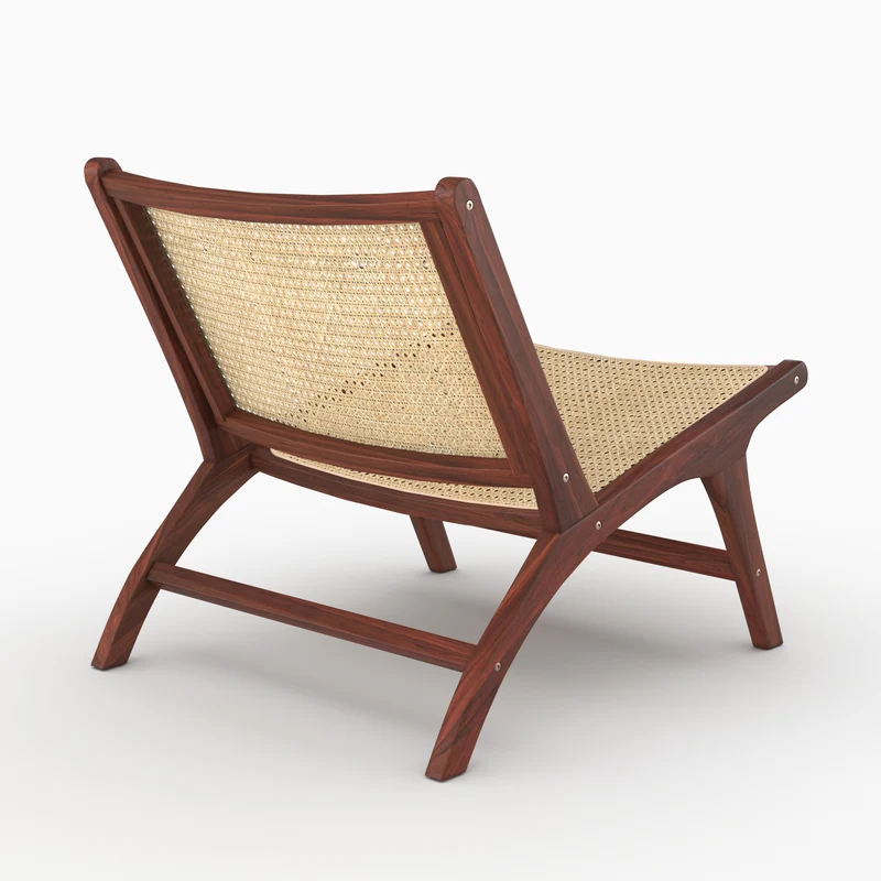 Fauteuil Kilka en bois de teck finition noyer et cannage en rotin