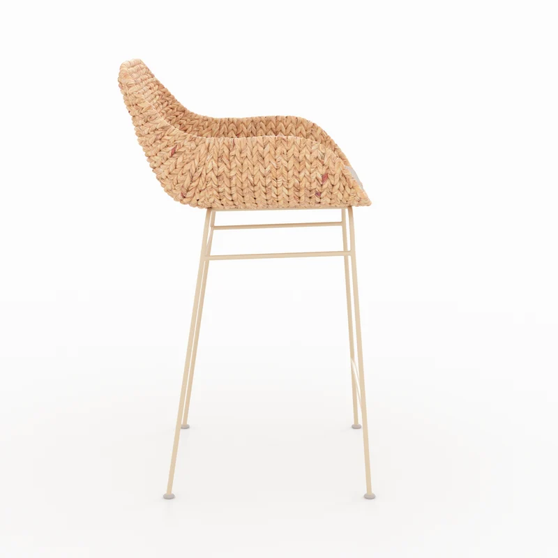 Lot de 2 chaises avec accoudoirs pour îlot central 66 cm Faro en matière naturelle