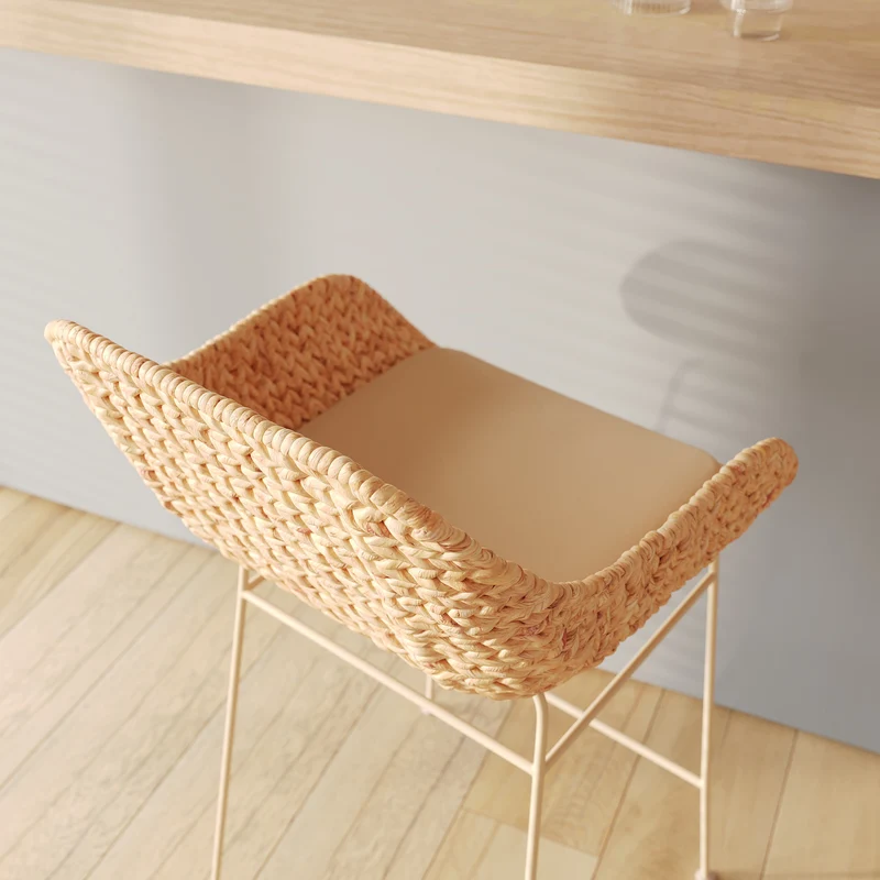 Lot de 2 chaises avec accoudoirs pour îlot central 66 cm Faro en matière naturelle