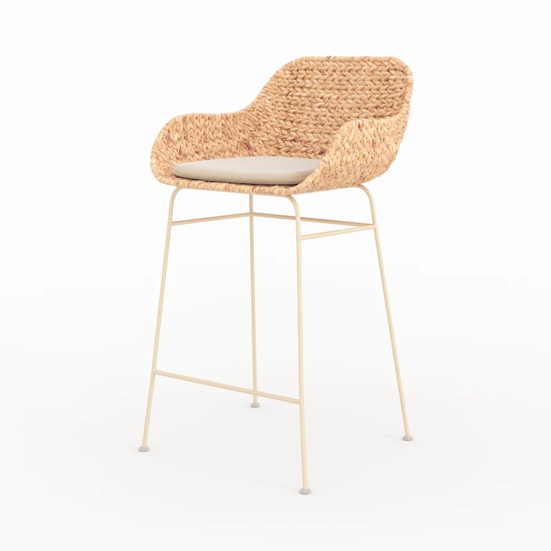 Lot de 2 chaises avec accoudoirs pour îlot central 66 cm Faro en matière naturelle