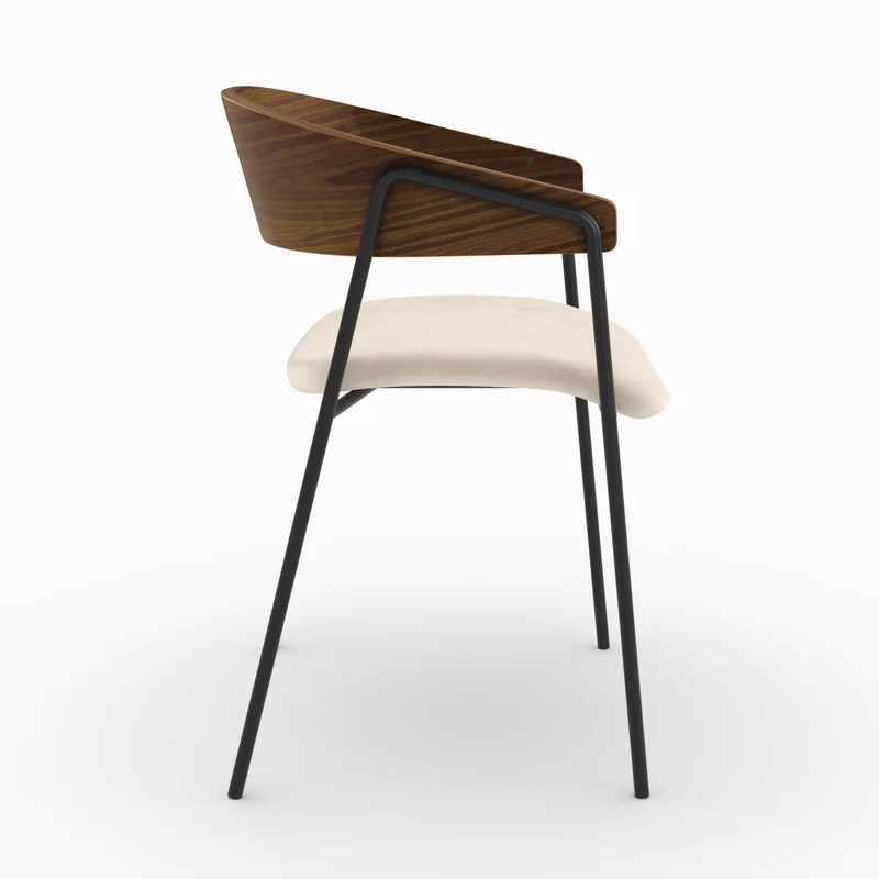 Lot de 2 chaises Esmée en velours blanc cassé et bois de noyer