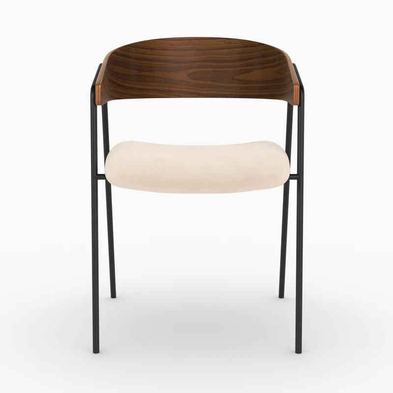 Lot de 2 chaises Esmée en velours blanc cassé et bois de noyer